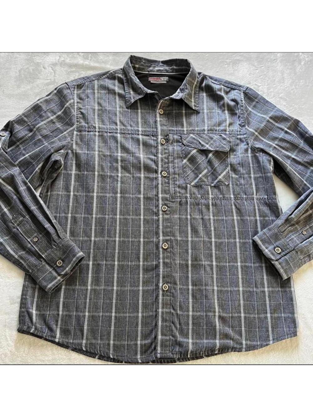Wrangler Outdoor Regular Fit Men’s Button Down Plaid Shirt Size Large